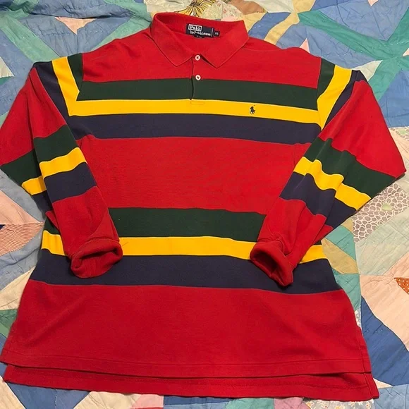 Vintage Polo by Ralph Lauren Colorblock Longsleeve Polo-Size XL - Picture 1 of 12